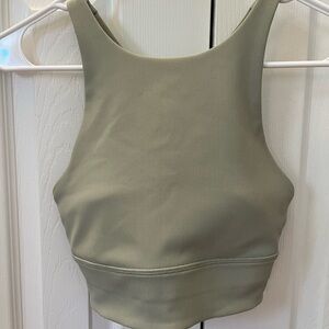 Lululemon Energy Bra High Neck Long Line Rib Green Fern Size 4